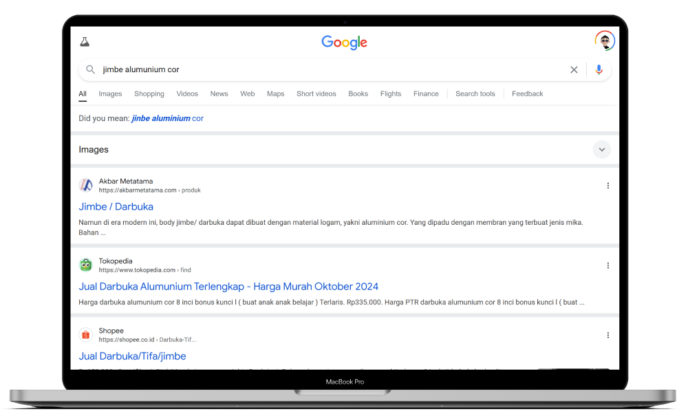 Tampilan Website Akbar Metatama