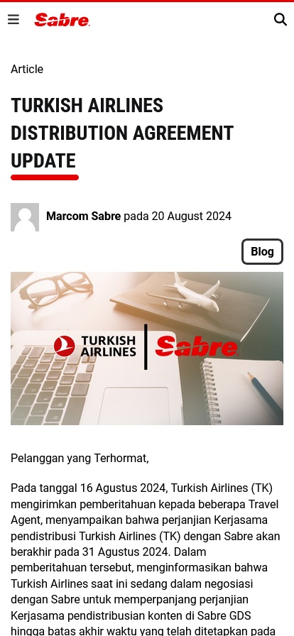 Fitur Website Sabre
