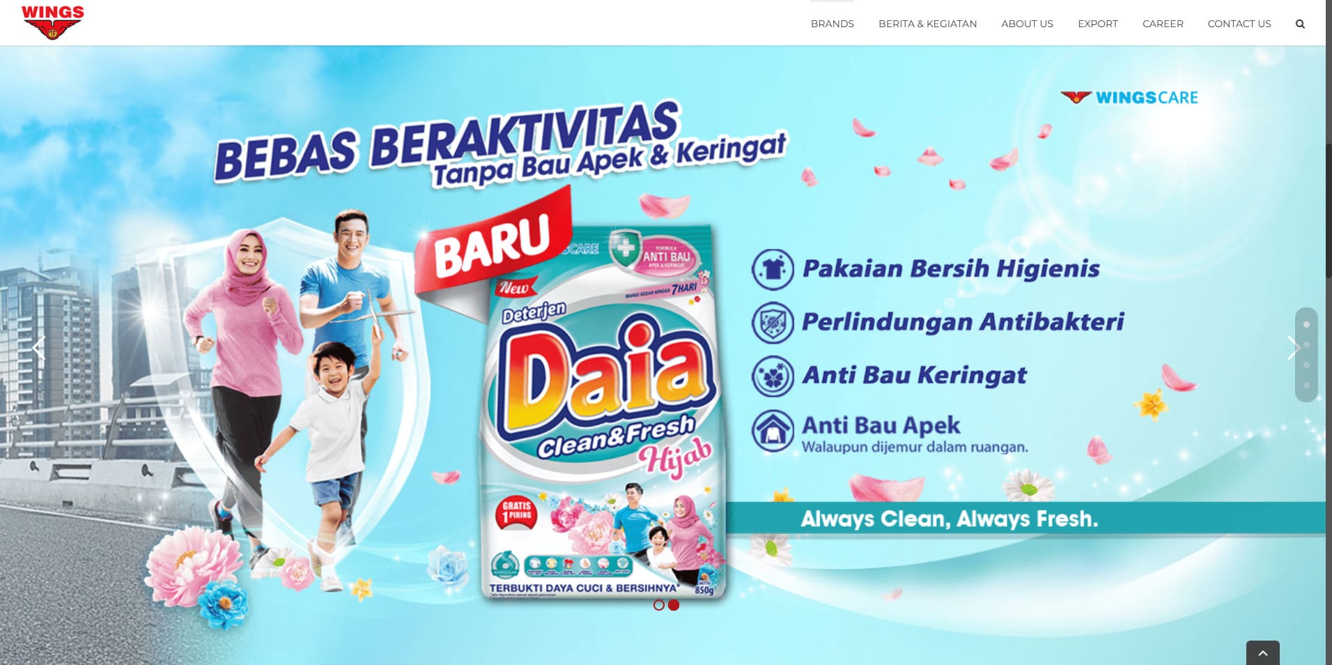 Wings Group juga membuat websitenya menggunakan platform WordPress