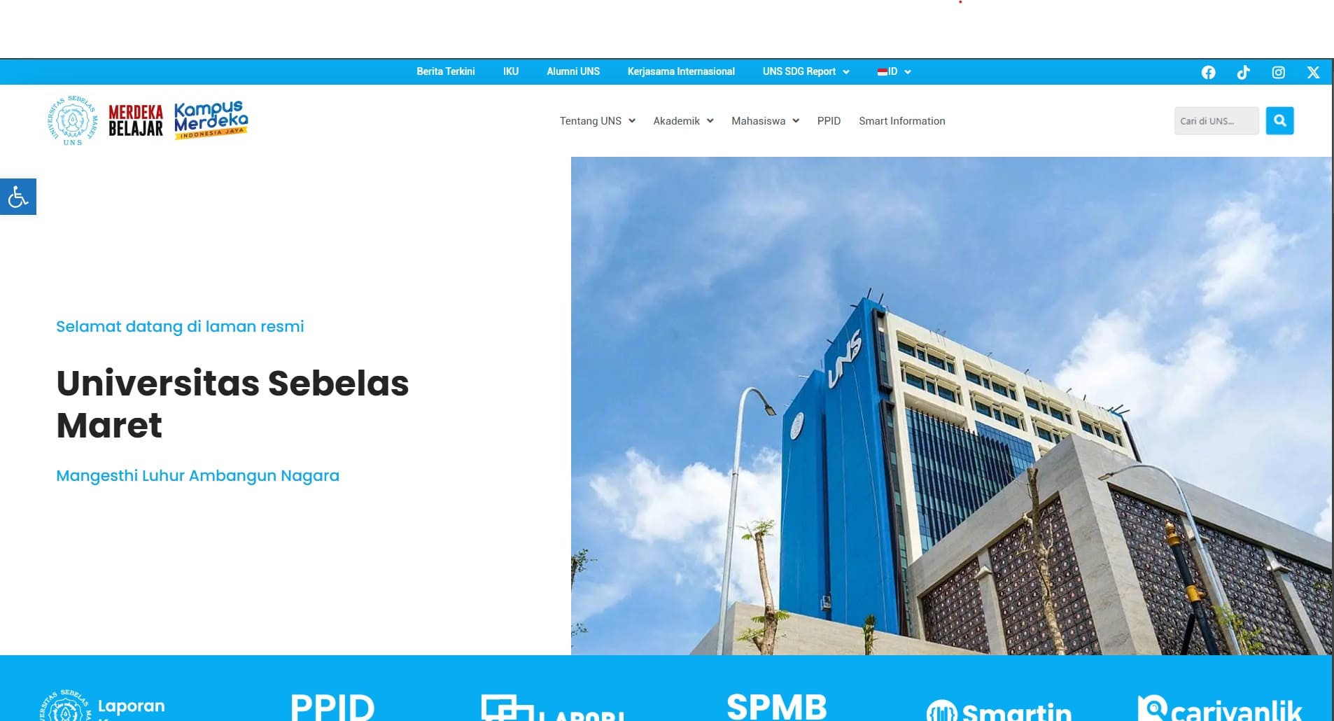 Universitas Negeri Surakarta menggunakan CMS WordPress sebagai pondasi websitenya