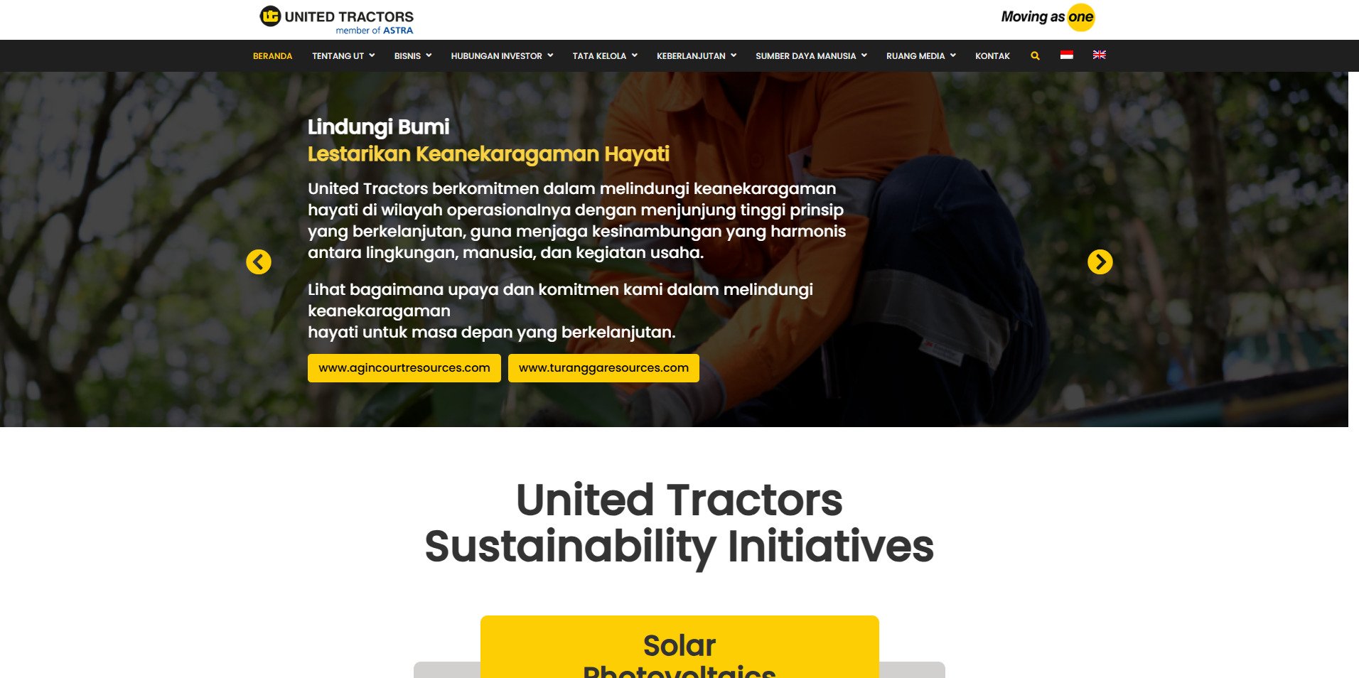 Website United Tractors dirancang menggunakan plaform WordPress