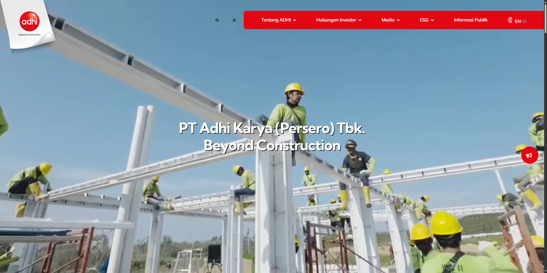 Website PT Adhi Karya dirancang menggunakan platform WordPress