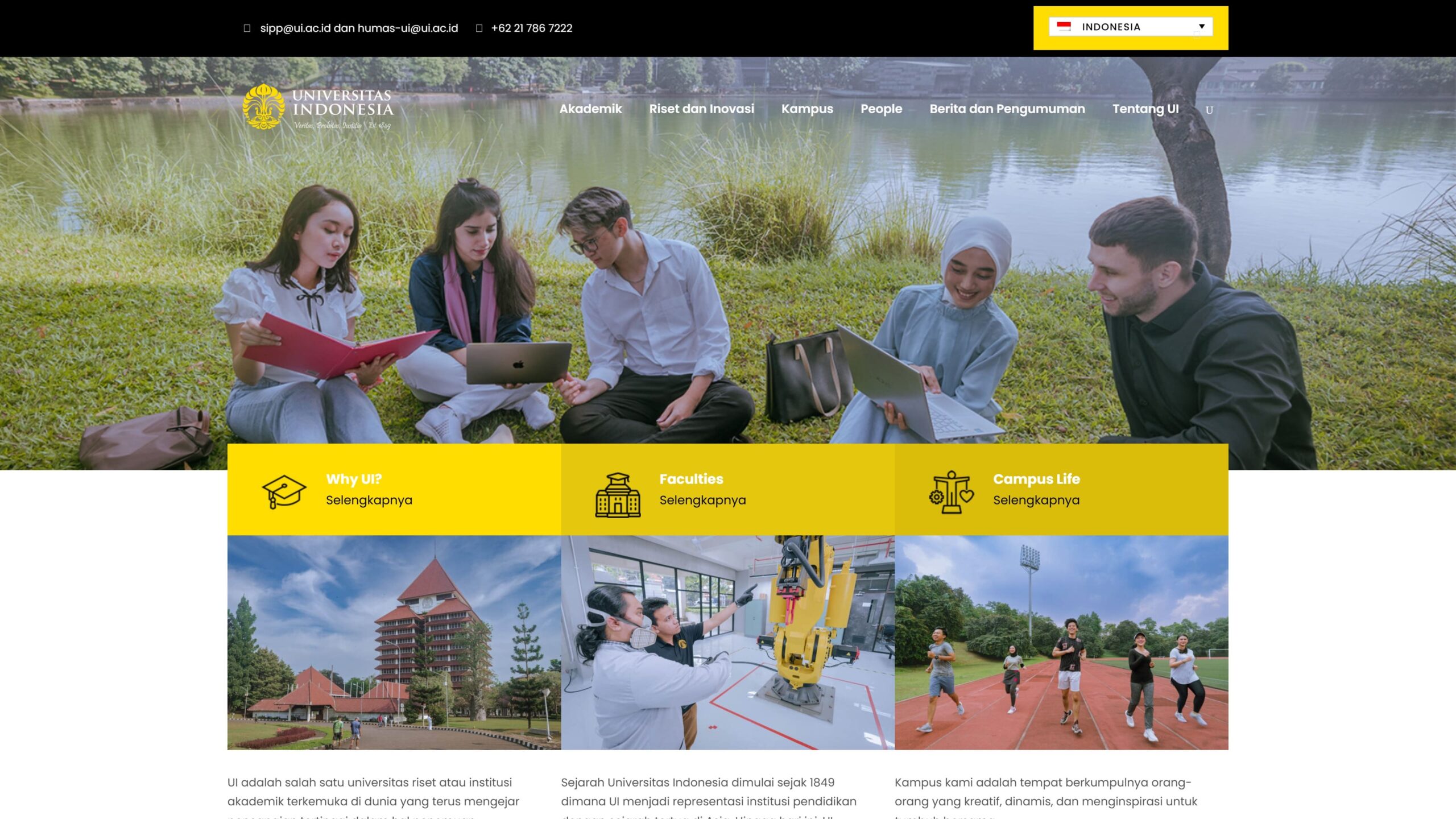 Website Universitas Indonesia dirancang menggunakan WordPress 