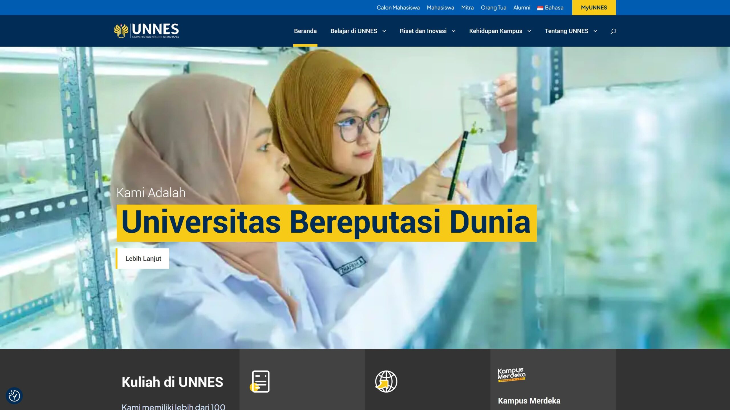 Website Universitas Negeri Semarang dirancang menggunakan CMS WordPress