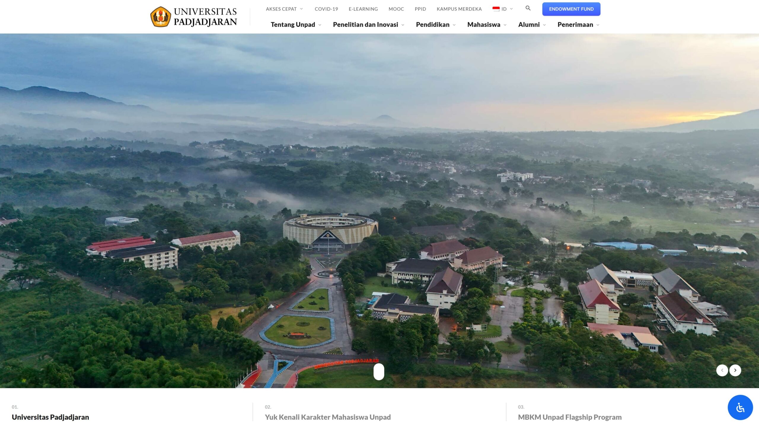 Website Universitas Padjajaran dirancang menggunakan platform WordPress